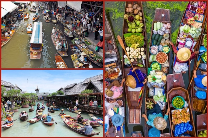 Rainy season (July to October) in Thailand floating markets
